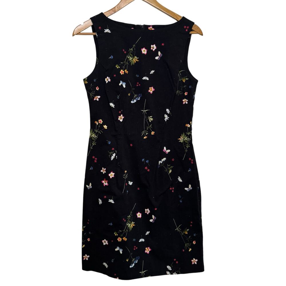 y2k CDC Size 10 Black Floral Whimsical Mini Dress